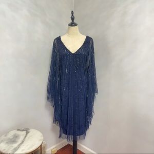 # Adrianna Papell Sequined Sheer Cape Sleeves New With Tag